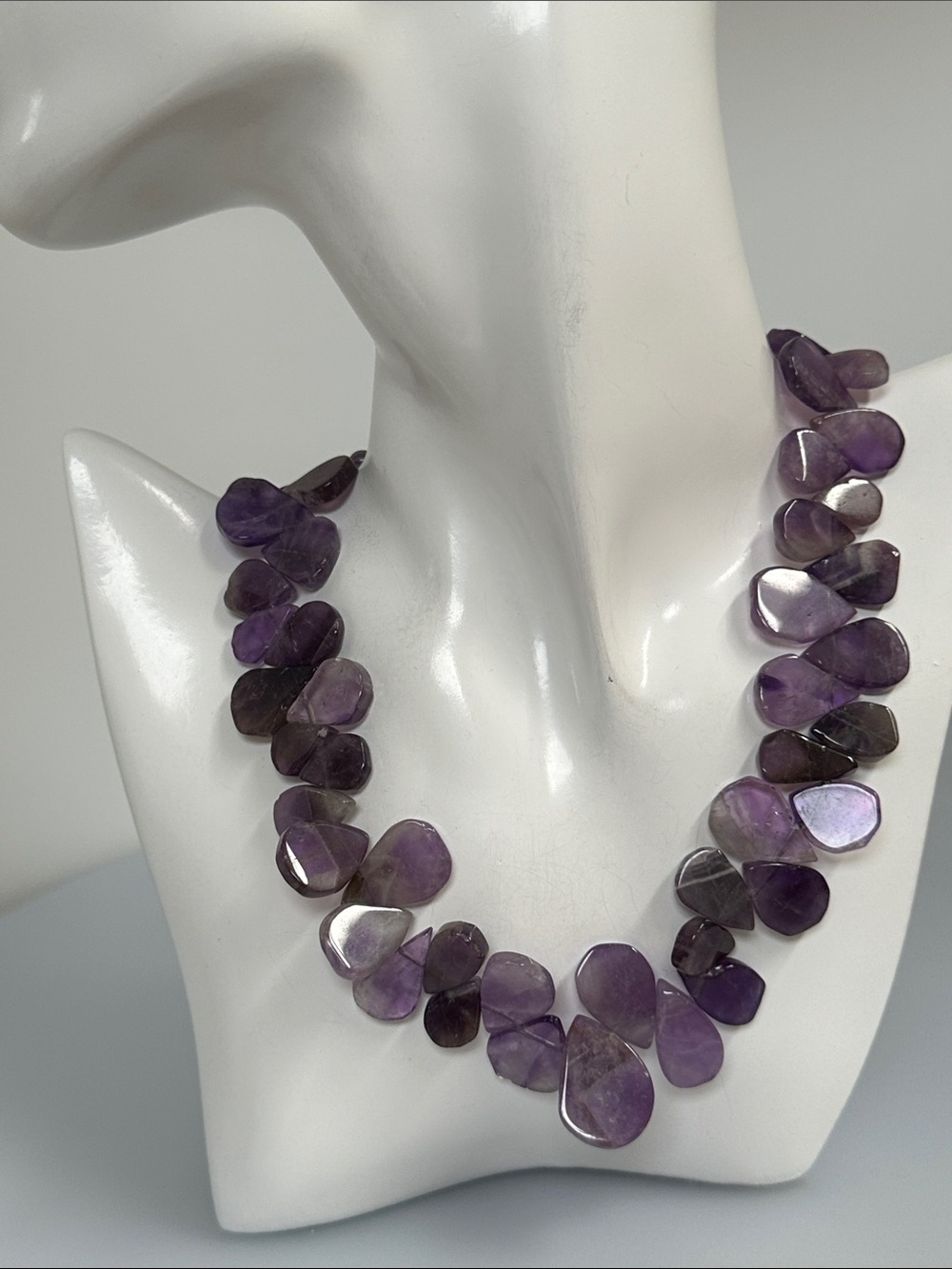 BARSE 925 Sterling Silver real Amethyst Teardrop Necklace